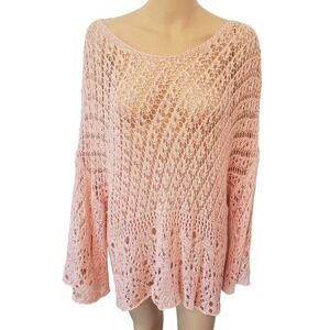 Coco + Carmen Pink Crotchet Coverup, Swimwear Top‎ Beachwear Tunic Boho OS
